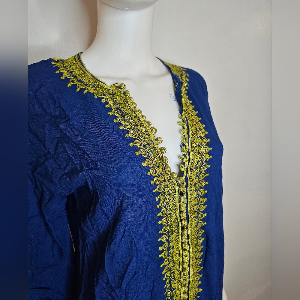 Elegant Blue and Gold Women's Swim Cover-Up Size S - Picture 9 of 12